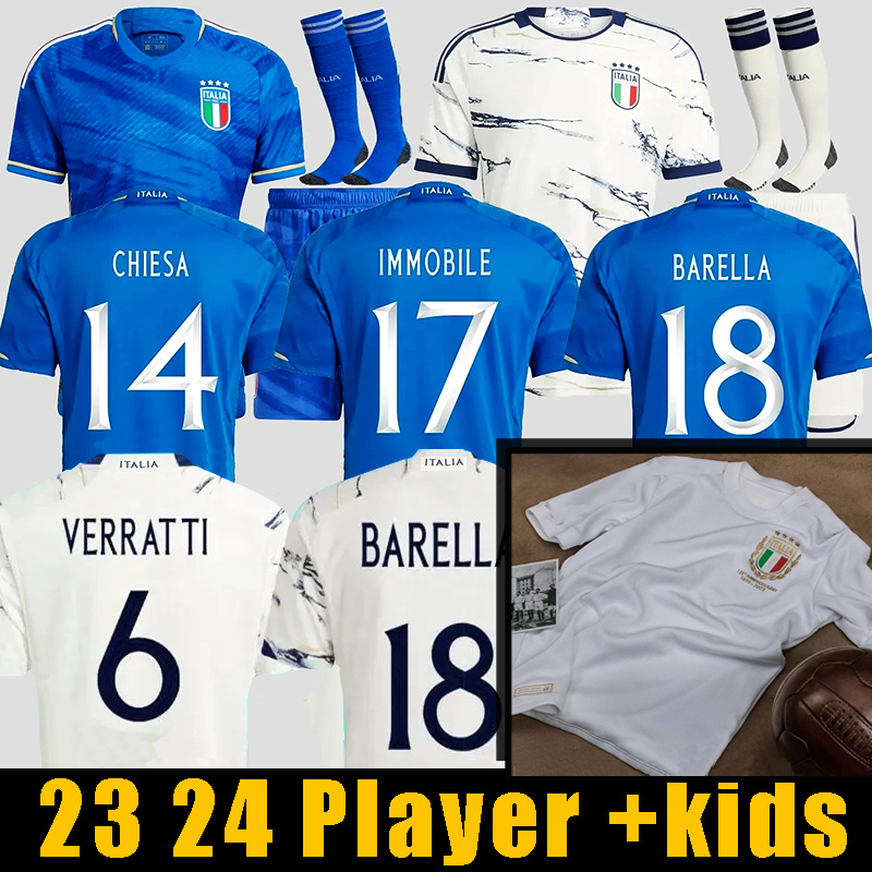 

Italy soccer jerseys 125TH Anniversary 1994 Retro italy Long Sleeves 22 23 24 TOTTI CHIESA Training suit Italia Italia football Shirt T Men kids kit, Home