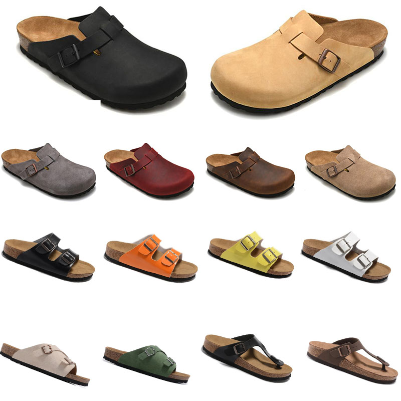 

With box birkenstocks Designer Boston Summer Cork Flat Slippers With box Fashion Leather Slide Favourite Beach Sandals Casual Shoes Clogs Women Men Arizona Mayari
