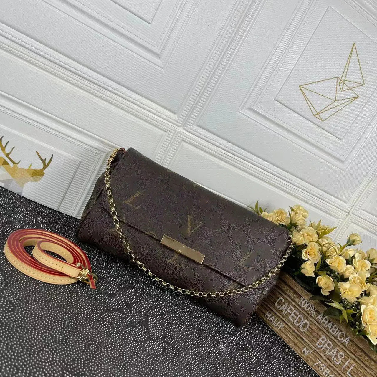 

favorite Women messenger bag luxurys designer chain bags Genuine leather women Shoulder Lady Totes purse handbags crossbody dhgate, Coffee grid