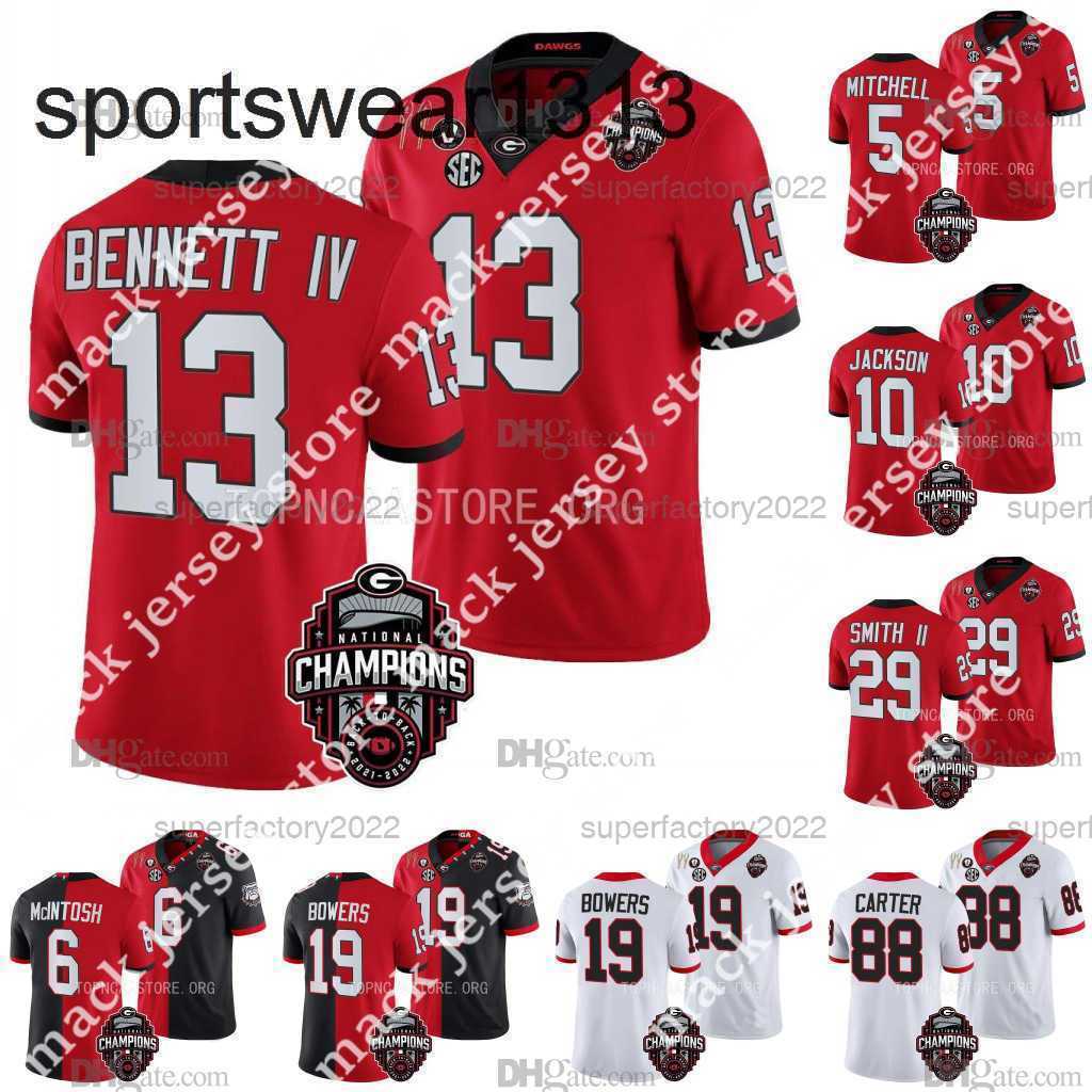 

UGA Georgia Football Jersey 2023 National Champions Jersey Stetson Bennett IV Milton Kenny McIntosh Edwards Ladd McConkey Mitchell Starks, White 2023 champions