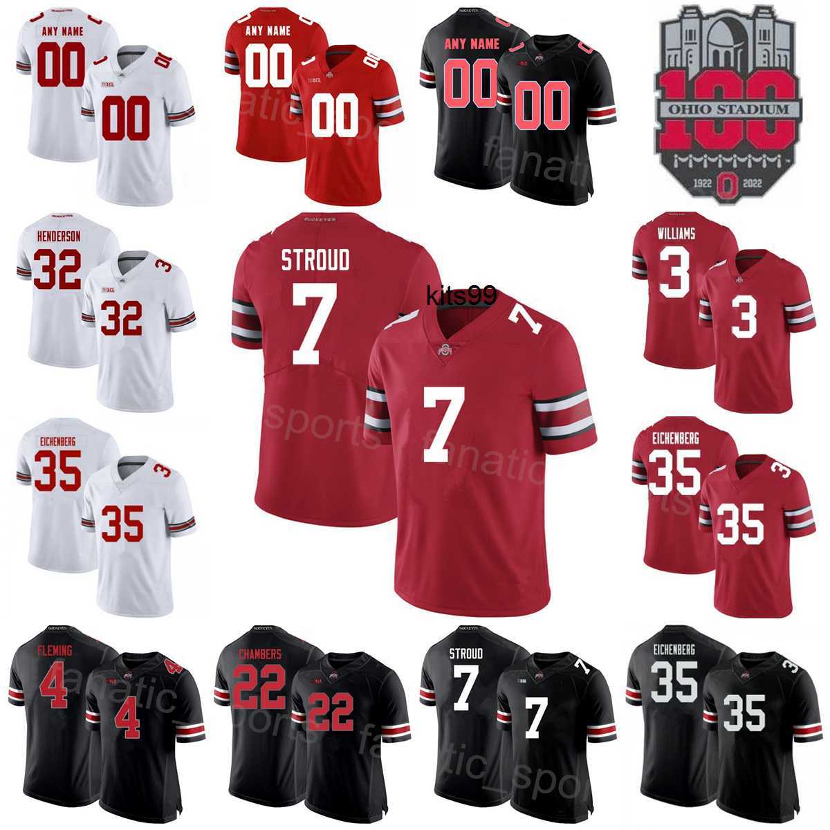 

NCAA Football 100th College Ohio State Buckeyes 5 Dallan Hayden Jersey 8 Cade Stover 12 Lathan Ransom 14 Ronnie Hickman 20 Pete Werner 11 Jaxon Smith-Njigba Men Youth, Black