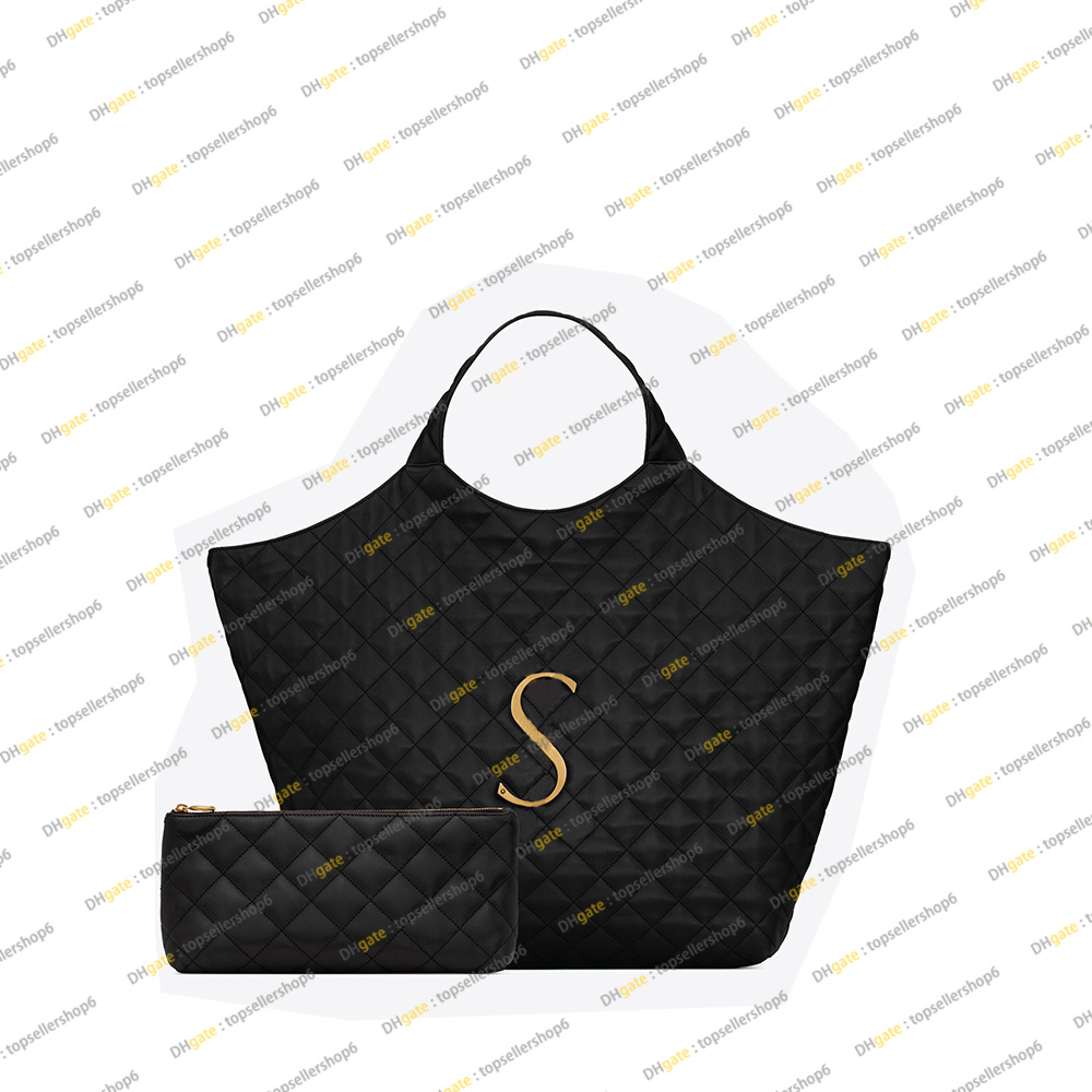 

Designer women Icare sheepskin Large metal bag Rhombic lattice travel tote handbag purse shoulderbag shopping bag Top end quality 698652, Clear