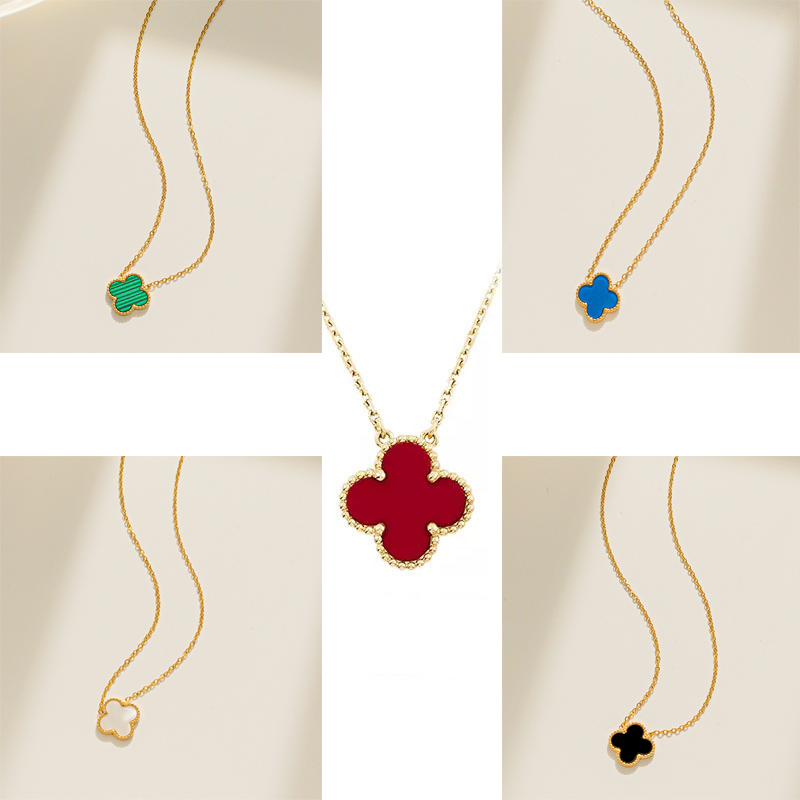 

18K Gold Plated Classic Luxury Designer Necklace Four Leaf Clover Pendant Designer Jewelry For Men Women Chain Wedding Party Gift High Quality