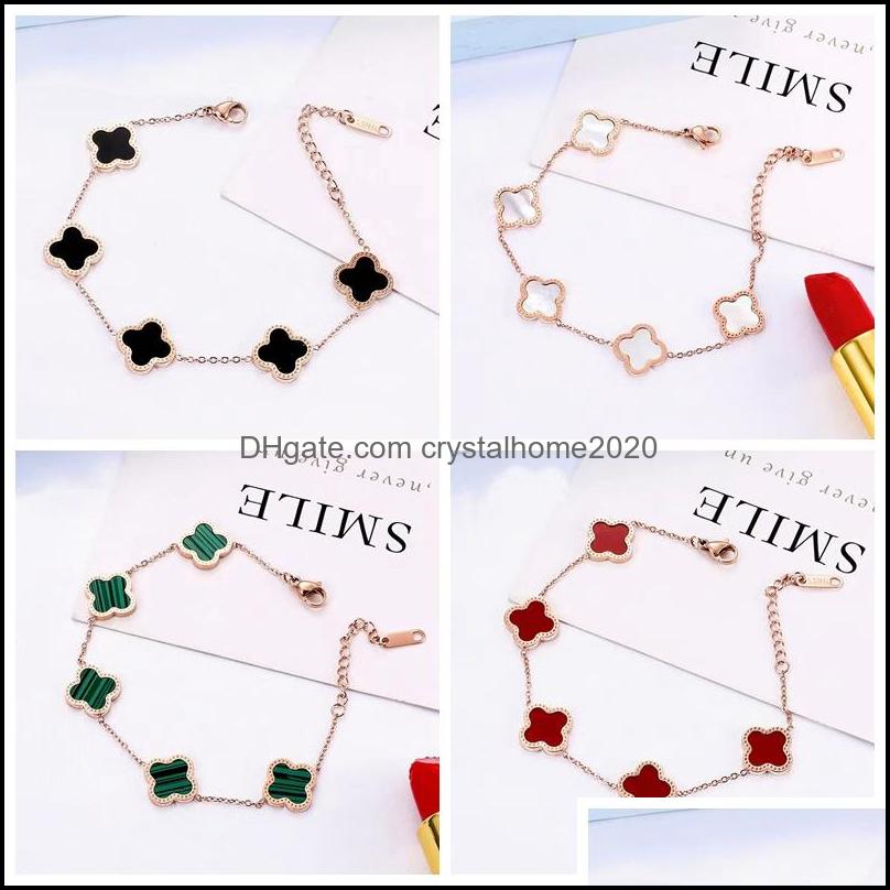 

Charm Bracelets Luxury Four Leaf Clover Stainless Steel Bracelet Beautif Women Gift Jewelry Drop Delivery 202 Otz1R