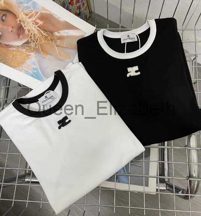 

Women' T-Shirt black white classic vintage designer t shirt summer short sleeve COURREGES women tshirt tee J0615