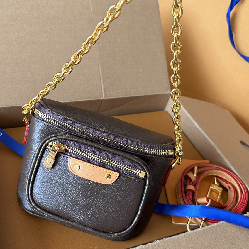 

Brown Mini Bumbag For Women Luxury Designer Waist Bags Mens Fannypack Chains Strap Designers Crossbody Bag Ladies Belt Bag V Sac Purse