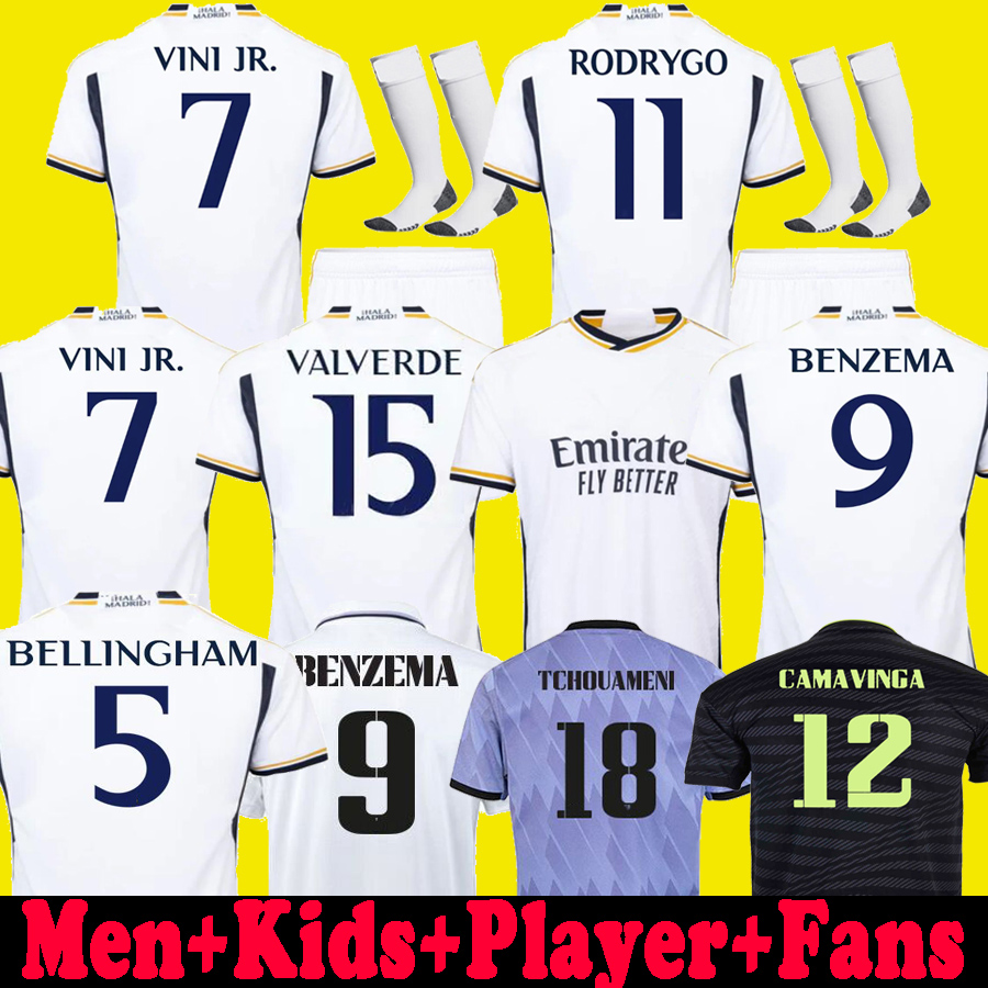 

23 24 Player Version Fans Bellingham Soccer Jerseys Final BENZEMA Real Madrids RODRGO camiseta 2023 2024 VINI JR CAMAVINGA football shirt kids camiseta de futbol, 22 23 third with patch