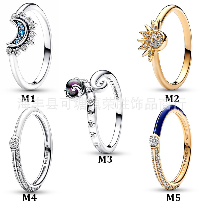 

925 Sterling Silver New Fashion Women's Ring New Mermaid Ring Shining Sun Moon Star Ring Suitable for Original Pandora, A Special Gift for Women