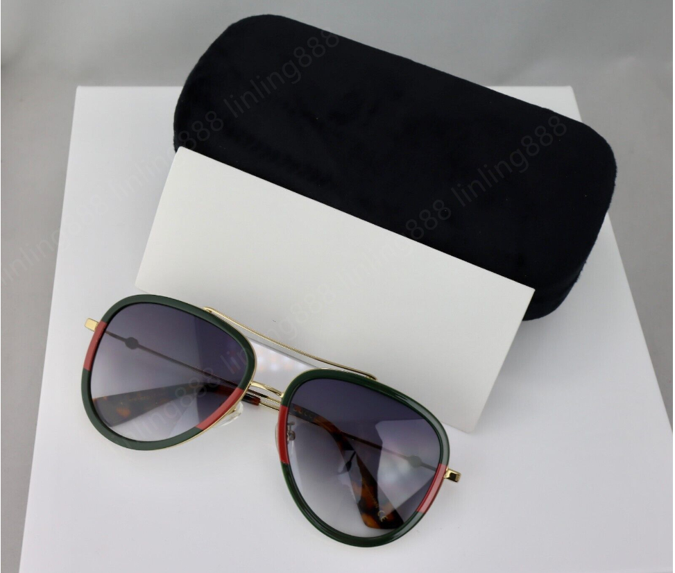 

Luxury designer Men women Pilot Sunglasses Adumbral UV400 Eyewear Unisex Classic Brand eyeglasses 0062 0106 male Sun Glasses Green/Red Square Frame With Box case