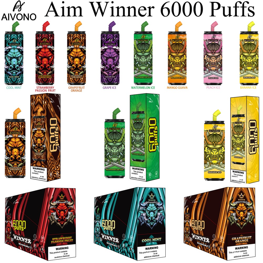 

AIVONO Aim Winner 6000 Puffs Disposable E Cigarettes 0% 2% 5% 15 ML Pod Tank 600 Mah Battery Rechargeable 10 Flavors Rechargeable Puff 6000 Pen