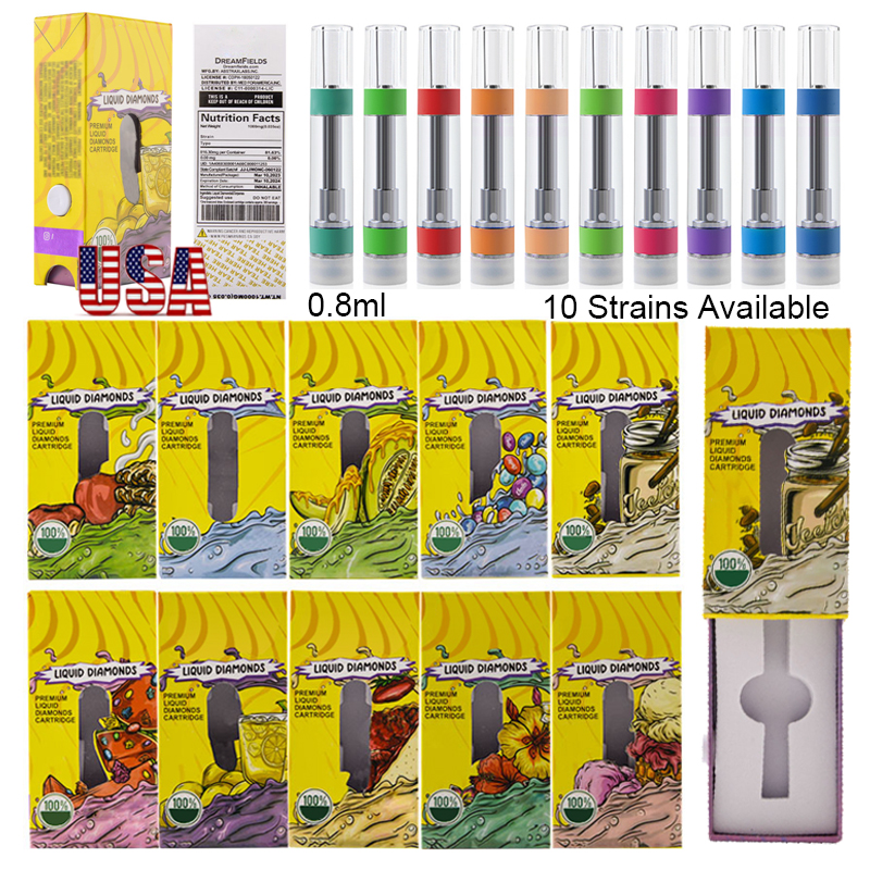 

J USA Stock Full Glass Atomizers Vape Cartridges Packaging Snap on Lock Empty 0.8ml Vapes Carts Thick Oil Vaporizer 510 Thread Vapor E Cigarette