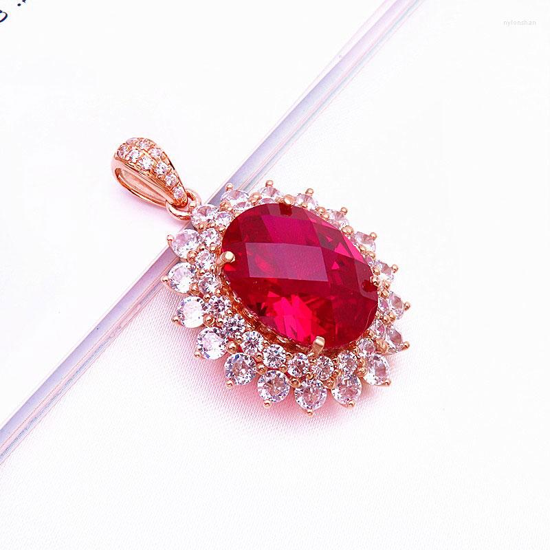 

Pendant Necklaces Russian 585 Purple Gold Rutile Bling Women's Luxury Jewelry Fashion Foreign Style Plated 18K Rose Color Chain