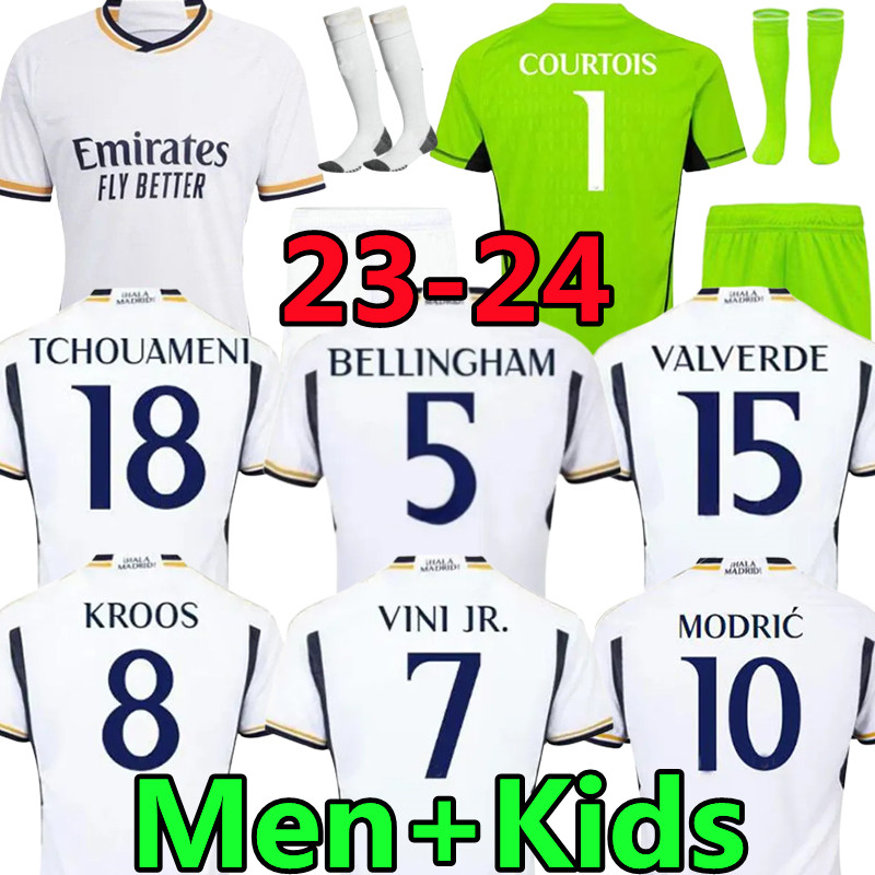 

23 24 #5 BELLINGHAM Soccer Jerseys VINI JR MODRIC Camavinga 2023 2024 Real Madrids Valverde Tchouameni Courtois KROOS Rudiger Jersey home Football Shirt Men kids kits, 23-24 home patch