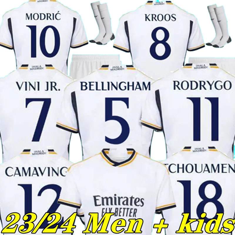 

23 24 BENZEMA REAL MADRID soccer jerseys home away MODRIC KROOS VINI ALABA HAZARD ASENSIO MARCELO ISCO football shirt men kids kit Sets jersey, Color 6