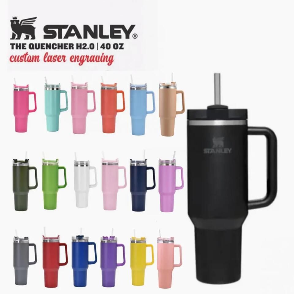 

With Stanley Logo 40oz Mug Tumbler Cups With Handle Lid And Straw Insulated Stainless Steel Tumblers Big Capacity Car Travel Coffee Termos Mugs 0616, Multi-color