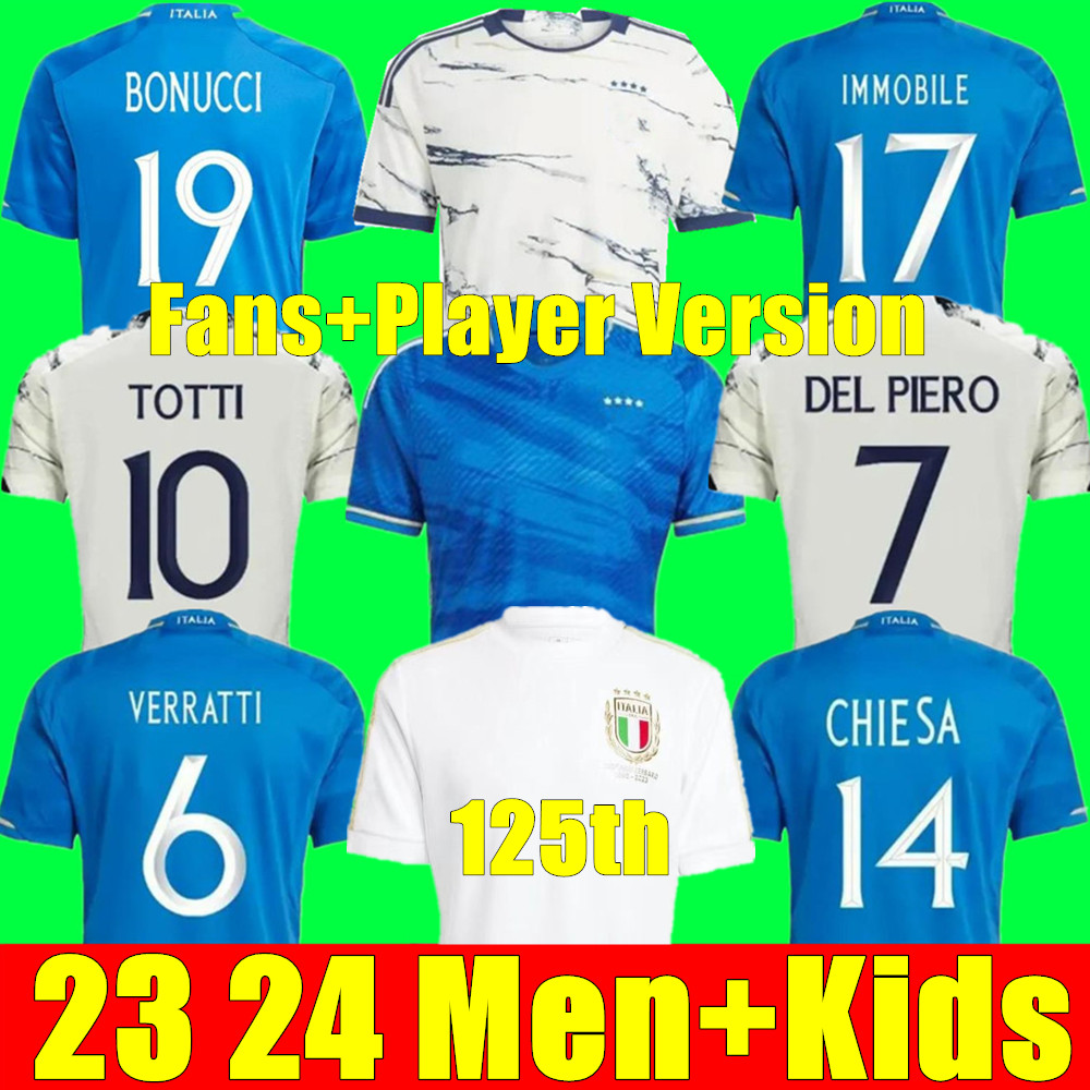 

Italia FANS Player 2023 BONUCCI soccer Jersey JORGINHO INSIGNE VERRATTI men FOOTBALL SHIRTS CHIESA BARELLA CHIELLINI PELLEGRINI ItalyS 125TH year sanniversary, 125th +patch