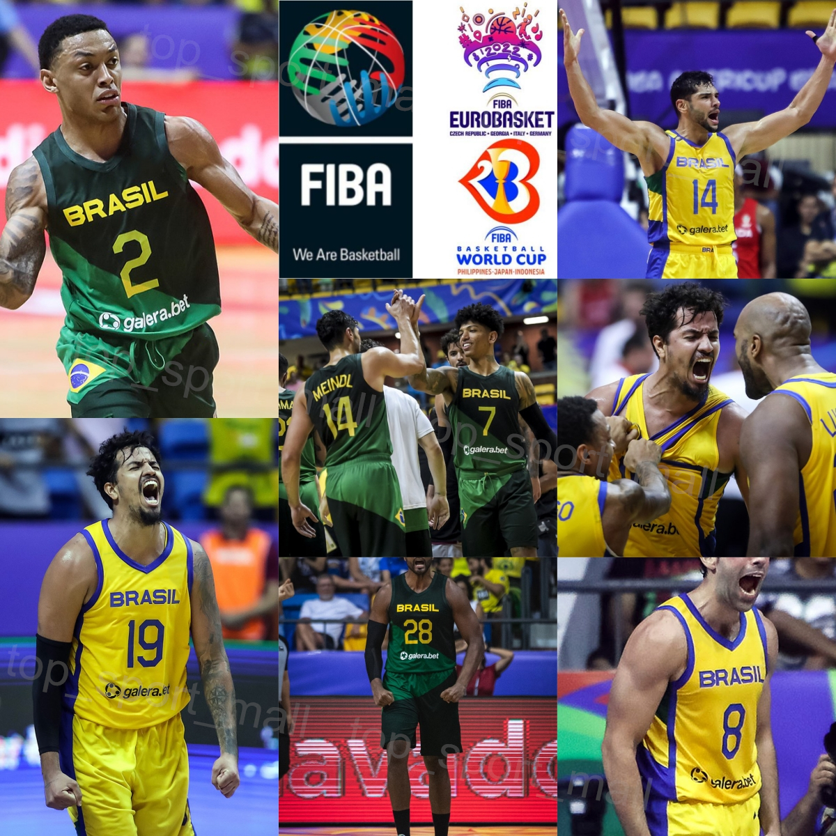 

Printed Brazils Basketball Jersey 2023 World Cup 14 Leonardo MEINDL 2 Yago SANTOS 28 Lucas MARIANO 19 Lucas DIAS 9 Marcelinho HUERTAS 8 Vitor BENITE National Team, Green