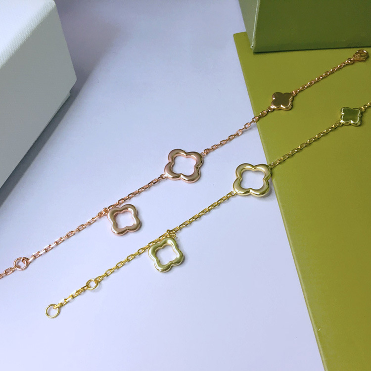 

New Byzantine Fashion Classic Four Leaf Clover 3 Charms Bracelets Bangle Chain 18K Gold Agate Shell Mother-of-Pearl for WomenWedding Mother' Day Jewelry Women Van gift