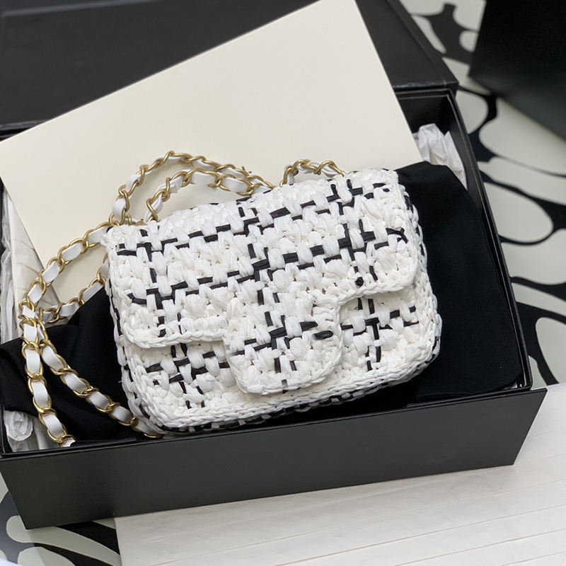 

Braided Tweed Mini Flap Bag 17CM Designer Crossbody Bag 10A Luxury Chain Bags With Box C040, White