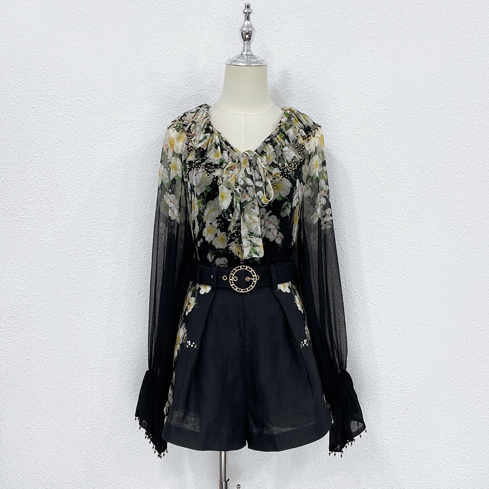 

Two Piece Dress Casual dresses Australian designer designs a new spring/summer 2023 rayon printed top and linen printed shorts set, Multi