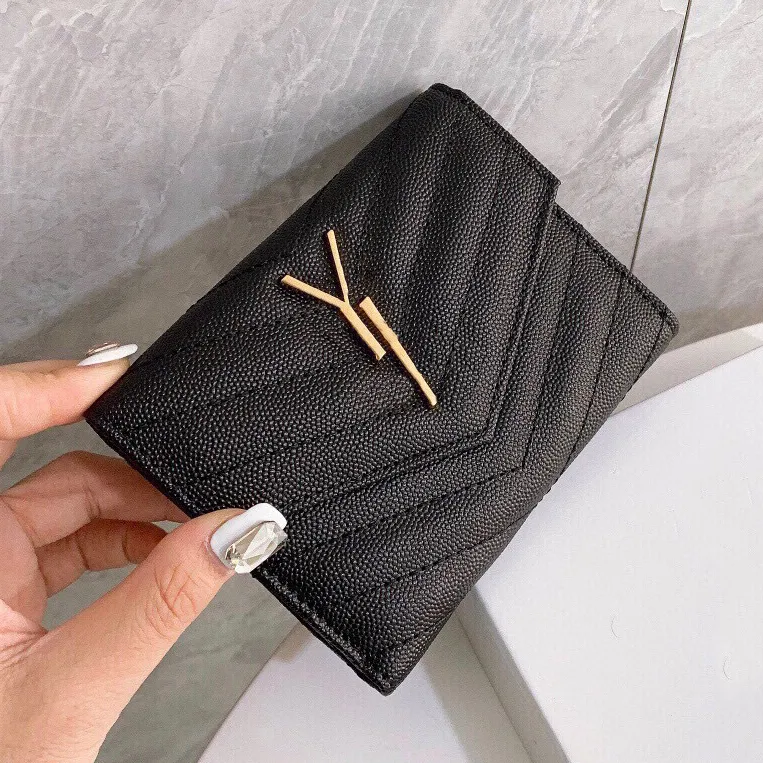 

leather short wallet women purse card holder designer CASSANDRE MATELASSE COMPACT mini wallet with box, 11