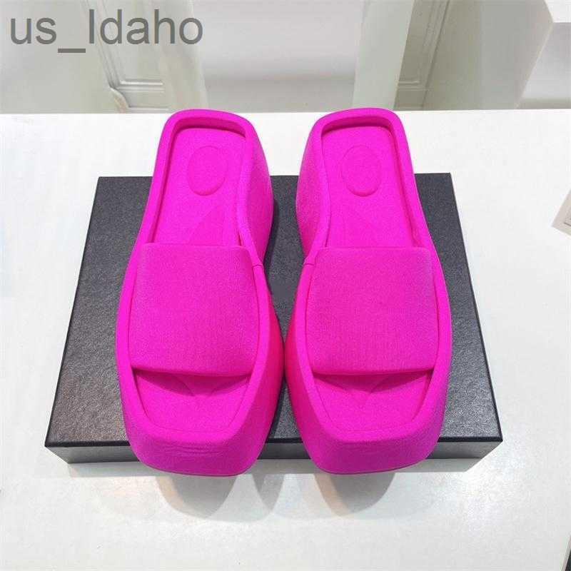 

Slippers Dersigner Sandals Platform Sandals Taji Sandal Fashion Women Slippers Wedge Heels Slipper 10cm Wedding Party Jelly Rubbe Slides J230616, Fuchsia