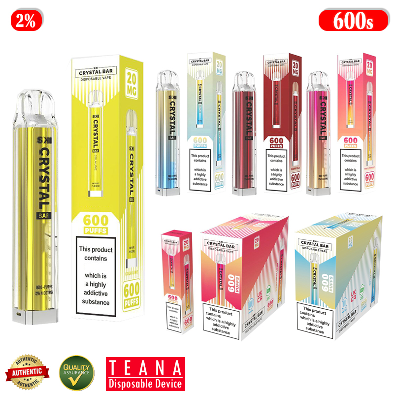 

Authentic SKI Crystal Bar 600 Puffs E Cigarette 2% Disposable Vapes Prefilled 2.6ml Pods Carts 500mAh Battery Vape Pen Device