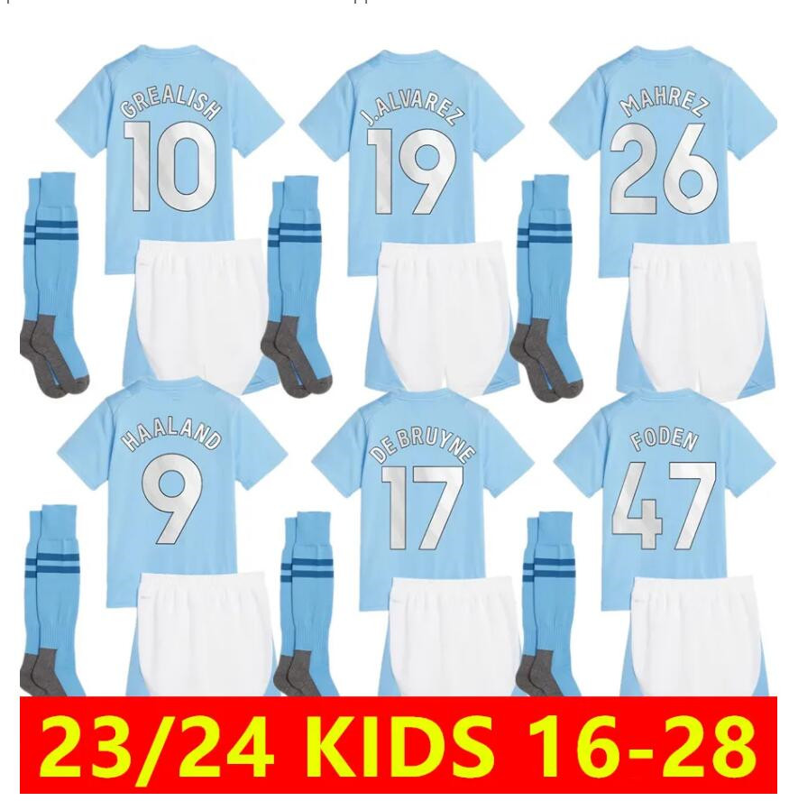 

Manchester kids kit socks soccer jersey 22 23 24 G. JESUS CITY GREALISH HAALAND STERLING FERRAN DE BRUYNE foden 22 23 football shirts uniform child boy, Kids 22/23 third