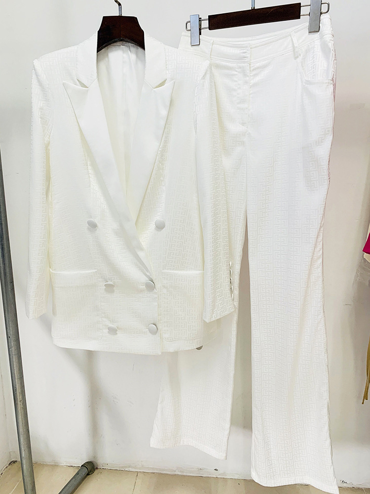 518 2023 XXL Milan Runway Two Pieces Sets Short Pants Empire White Long Sleeve Brand SAme Style Pants High Quality Womens Clothes oulaidi