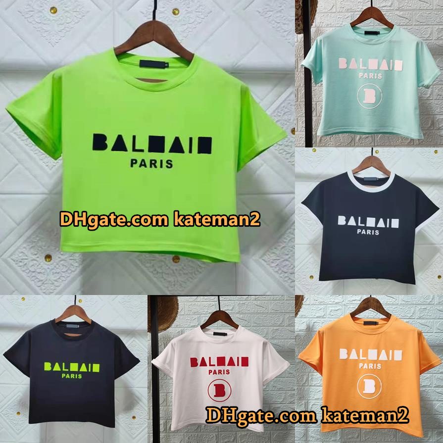 

Womens T shirts Cotton crop top t shirts printing top Shoulder button decoration Summer round neck Tees designer clothes women streetwear tank top women dress, A-black