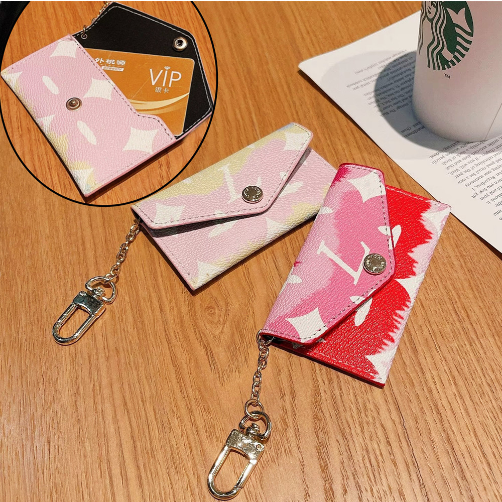 

Designer Keychain Wallet Key Ring Pouch Luxury Card Holder Keychains Headset Lipstick Bag Coin Bag Pendant Fashion Gradient Monogram Envelope Charm Accessories
