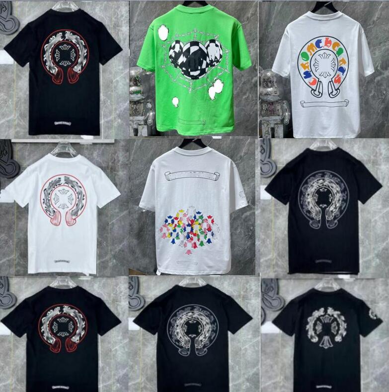 

Classics Mens t Shirts Heart High Quality Brand Crew Neck Chromes Short Sleeves Tops Tees T-shirts Casual Horseshoe Sanskrit Cross Print Chromees Hearts Tops 2023, W111