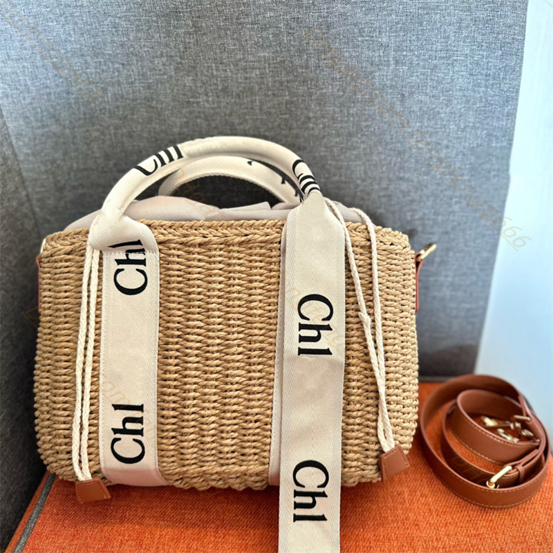 

Woman Luxury Tote Bags Summer Woven Bag Women Shoulder Bags Top Bucket Vacation Beach Straw Bag Leather shoulder strap Totes Handbags Fashion Shopping Bags, Black ribbon