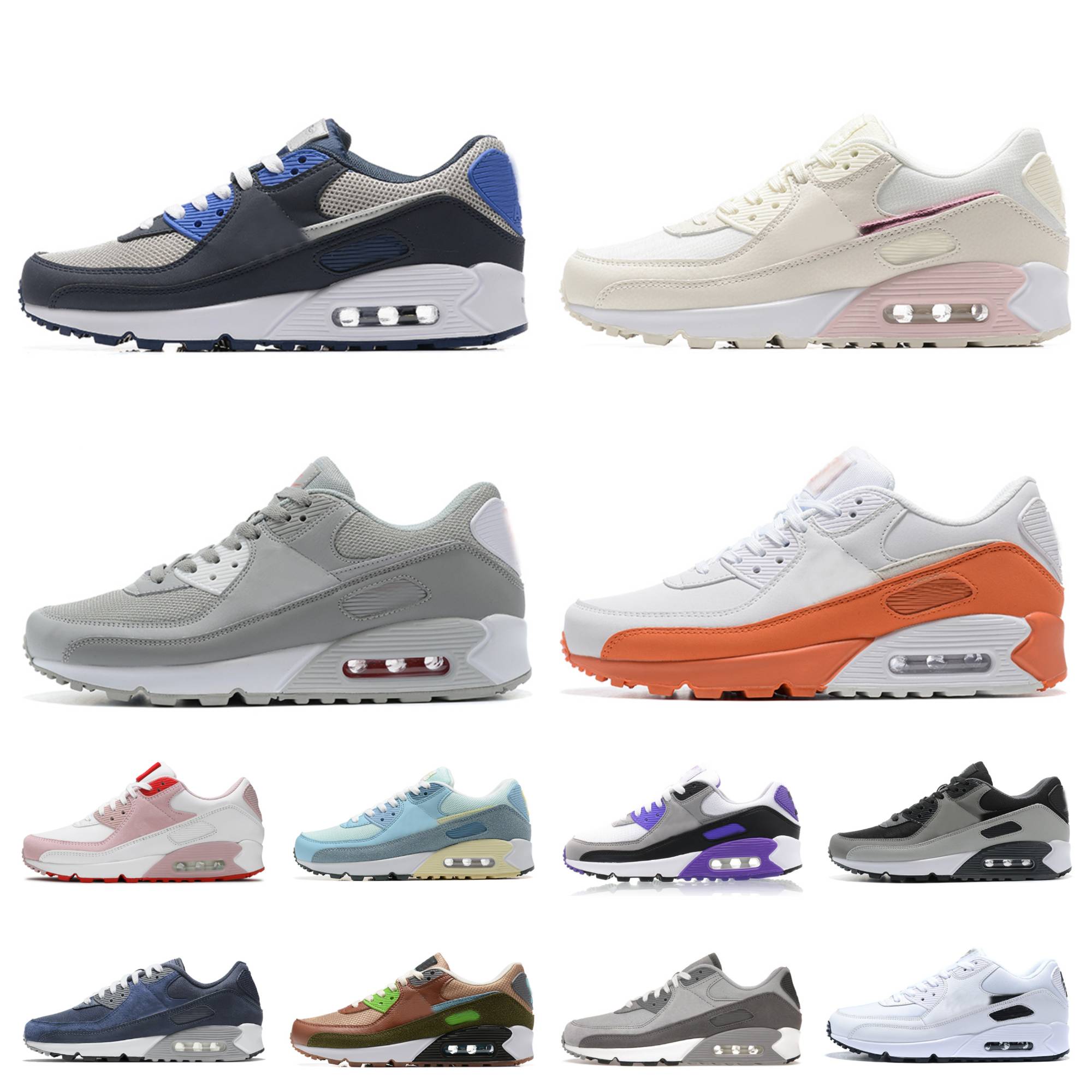 

90 Casual shoes Airmaxs 90 Triple White Black Wolf Grey University Blue Leather Mesh Hyper Grape Royal Valentines Day Batman Designer Women men 90s trainers Sneakers, Shoes lace