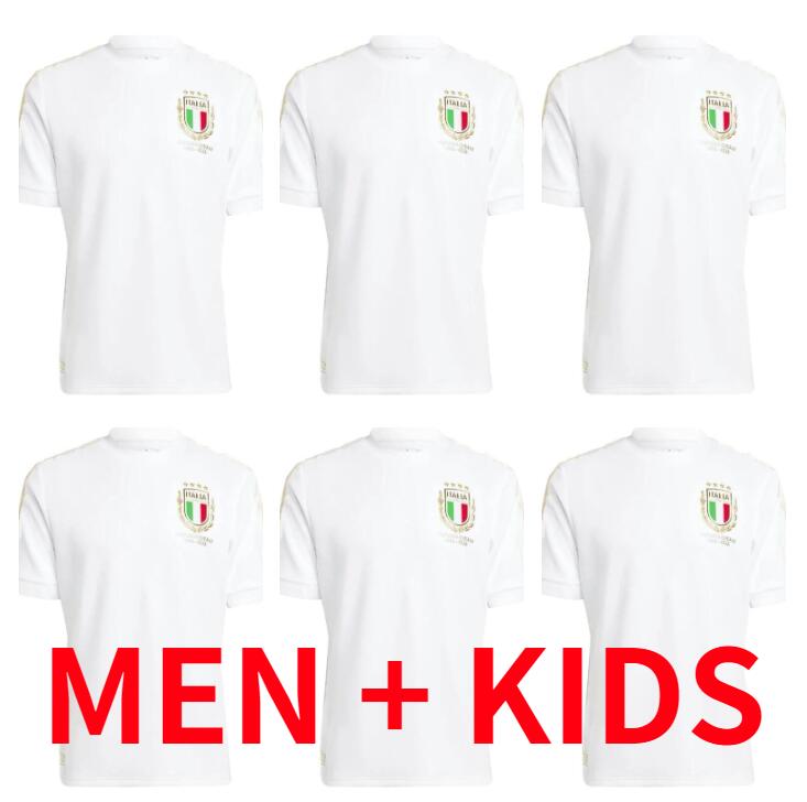 

23/24 Italia CHIESA Soccer Jerseys 2023 125-Years Anniversary home Italy RASPADORI VERRATTI BARELLA Shirt TOTTI LORENZO POLITANO special MIRETTI Football uniform, Kids size