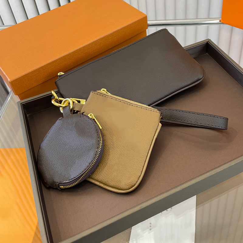 

leather wallet Designer trio pouch purse Coin Purse wallet With box 3 piece set M68756