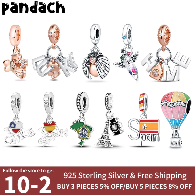 

925 silver for pandora charms jewelry beads DIY Pendant women Bracelets beads Color Building nation