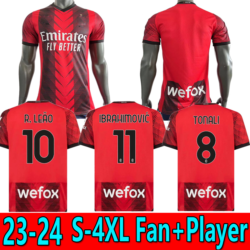 

23 24 IBRAHIMOVIC AC MILANS soccer jerseys R. LEAO GIROUD KESSIE Player version football shirt 2023 2024 TONALI Camiseta de futbol THEO BRAHIM Fourth 4th uniforms, 23/24 home player 3
