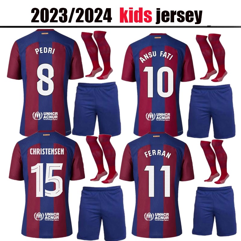 

23 24 LEWANDOWSKI PEDRI soccer jerseys ADAMA GAVI camiseta de futbol R. ARAUJO 2023 2024 Barcelona FC ANSU FATI MEMPHIS football shirt kids kit socks equipments