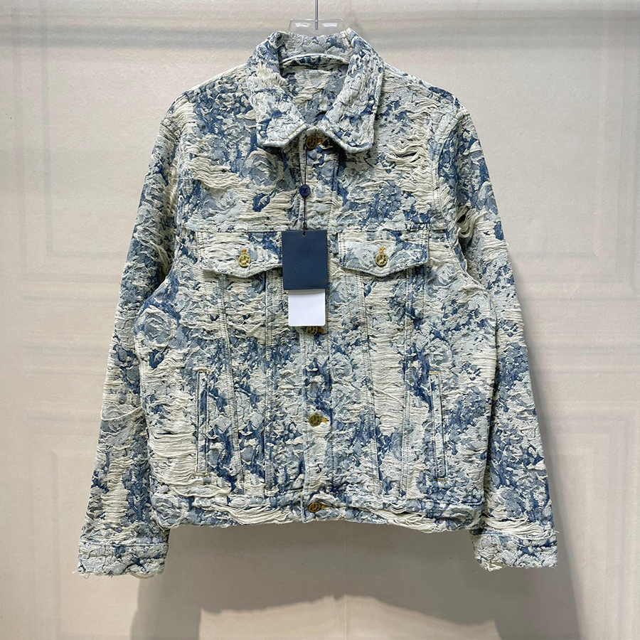 

Mens Denim Jacket Designer Woman Fashion Jackets Classic Jacquard Letters Coats Man Casual Loose Windbreaker Coat Distress Outerwear 23fw, S1