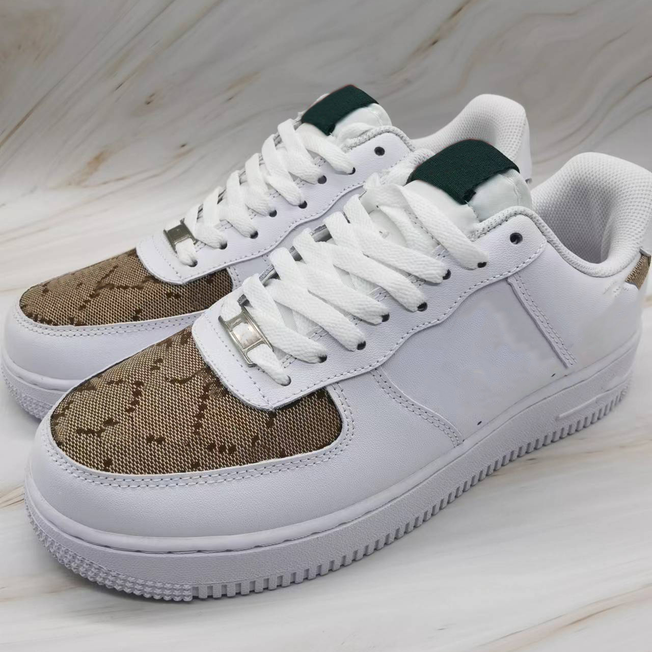 

Designer double G co-branded sneakers flat casual outdoor running shoes white G