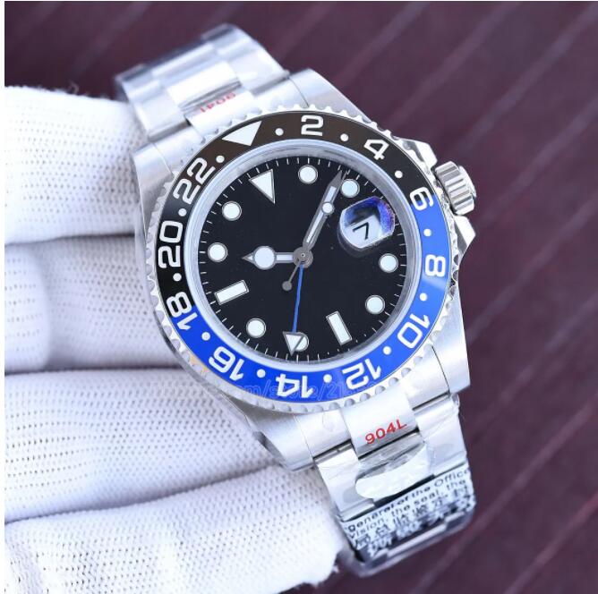 

2 Style Fashion Men Wristwatch 40mm 116710 Black Rubber Strap Black Dial Automatic Movement Sapphire Luminous Watches