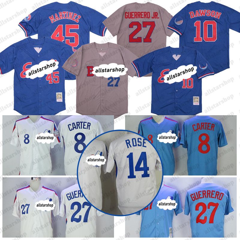 

Vintage 2000 Baseball Jerseys Retire 8 Gary Carter 14 Pete Rose Jersey 27 Vladimir Guerrero Buffalo Bisons 45 Pedro Martinez 10 Andre Dawson, 14 white