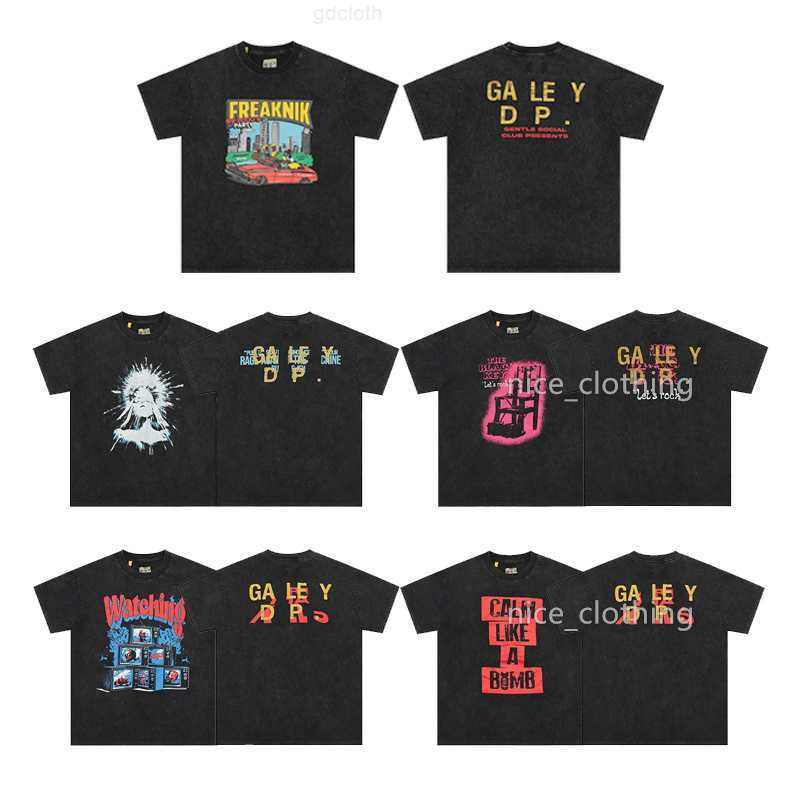 

Galleries T shirt Mens Designer Shirts Vintage Retro Washed Shirt Womens Tees Fashion Short Sleeve Casual High Street Tops Summer Clothing Clothes