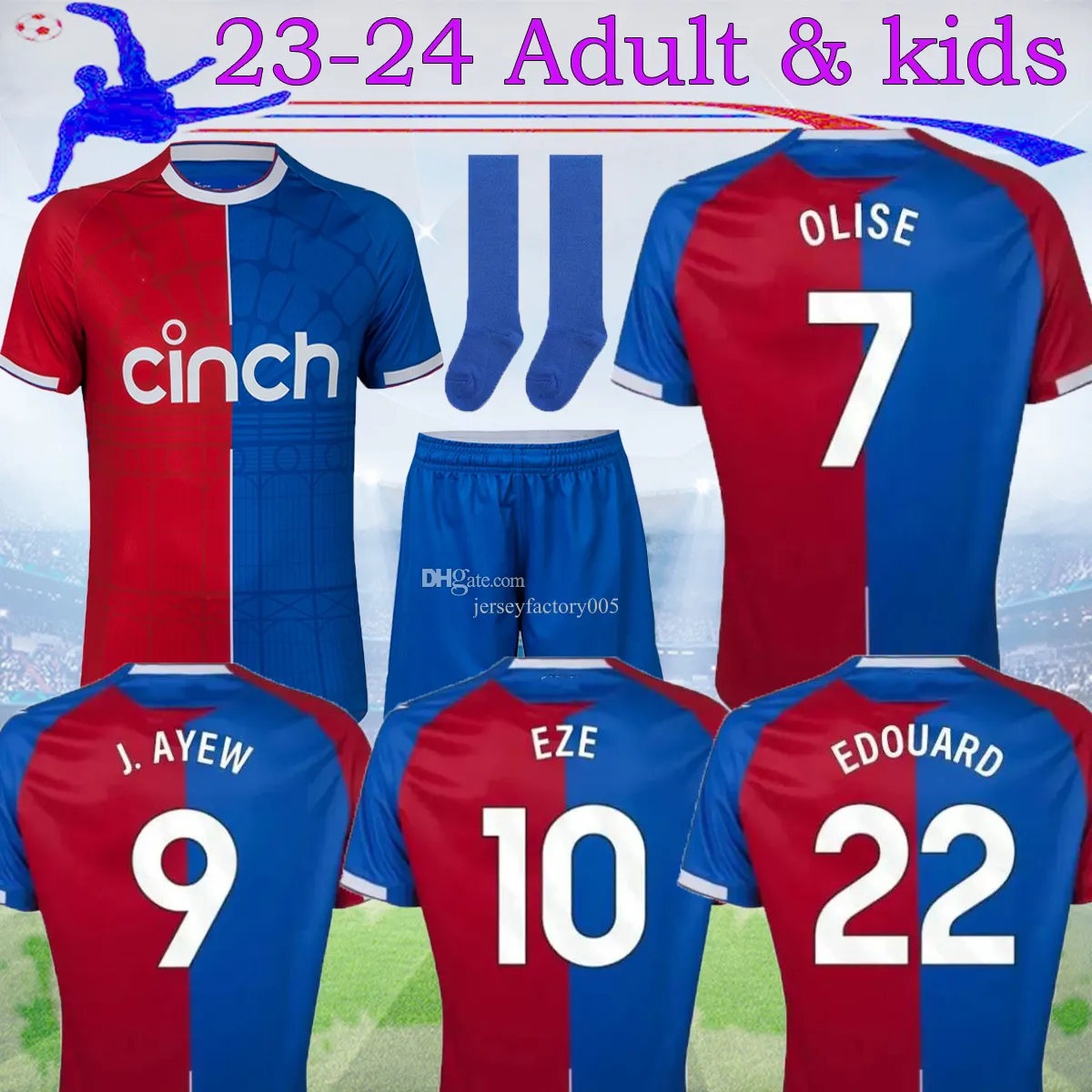 

16-XXL 2023 CRYSTAL Soccer Jerseys 23 24 OLISE Home MILIVOJEVIC KOUYATE J.AYEW ZAHA MATETA CHLUPP PALACE BENTEKE Football shirt MAN kids kits, 23-24 home fans