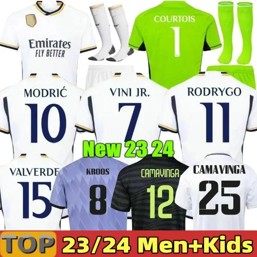 

Camisetas Real MaDrIDs Soccer Jerseys Copa del Rey Final Kids Kit 23/24 Goalkeeper VINI JR Bellingham 7 Champion Special, 22 23 home kids