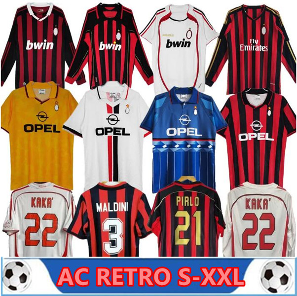 

90 91 RETRO shirts SOCCER JERSEYS 95 96 97 Gullit 01 02 03 12 14 15 Maldini Van Basten football KAKA Inzaghi 06 07 PIRLO SHEVCHENKO BAGGIO Ac MIlans JERSEY