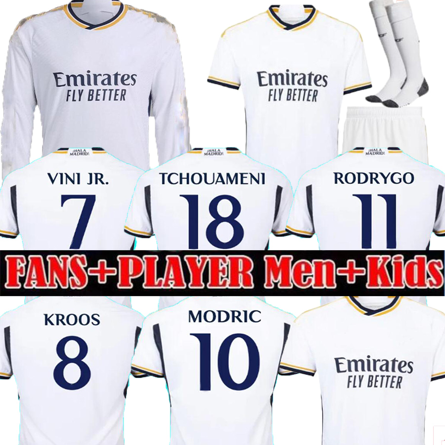 

S 4XL 23 24 fans Player Version Soccer Jerseys BENZEMA RODRGO BELLINGHAM 2023 2024 VINI JR football shirt camiseta de futbol men kids women uniform MODRIC rEAl maDriDs, 22 23 away kids