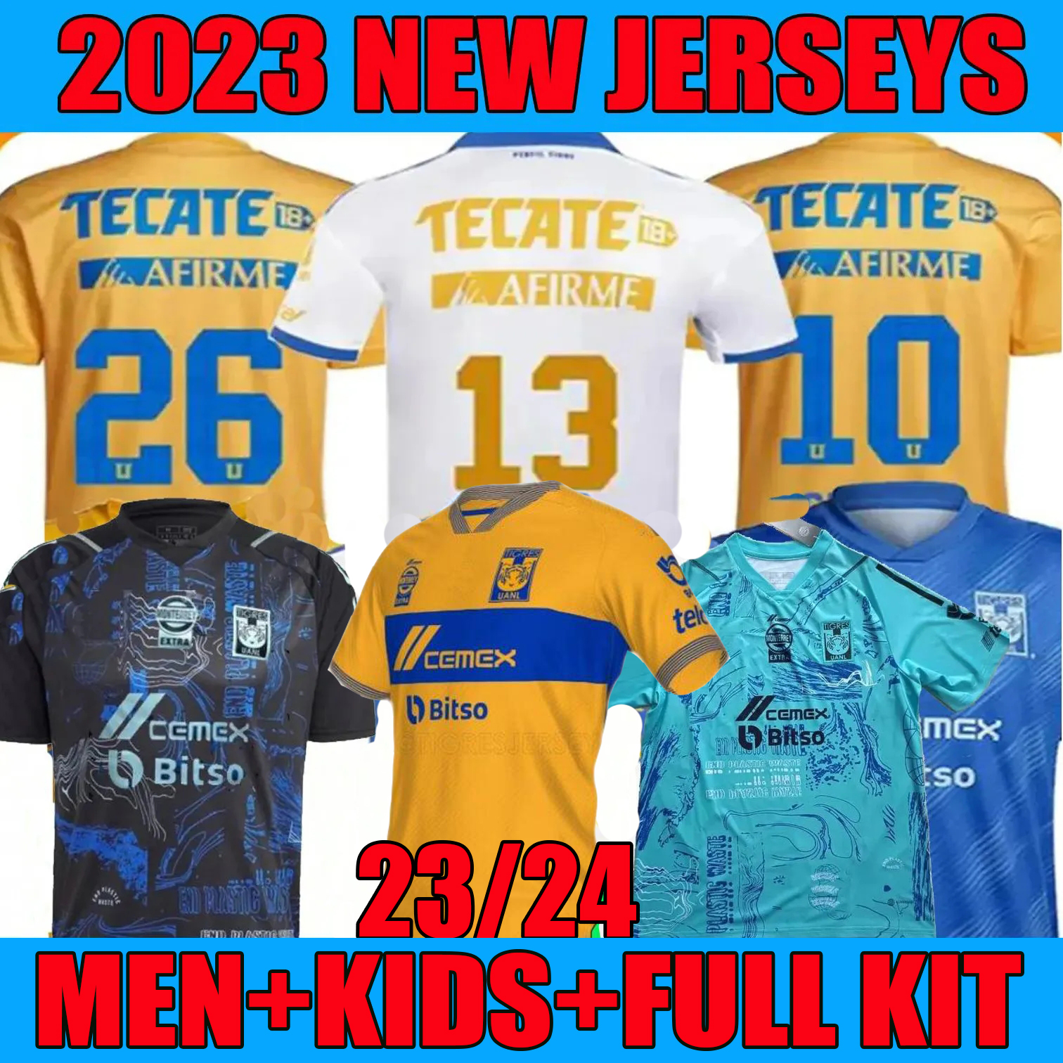 

23 24 Tigres UANL soccer jerseys LIGA MX 7 stars 2023 2024 home away third GK THAUVIN GIGNAC NICO LOPEZ VARGAS Champions Edition men kids kit special football shirts, 22 23 3rd