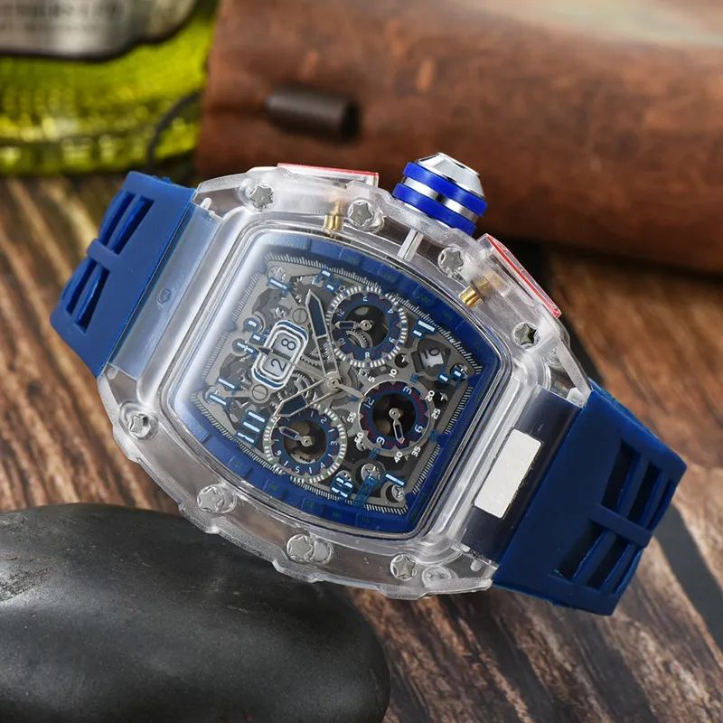 

2022 transparent Luxury 6-pin quartz watch transparent bezel men's quartz watch men's designer wrist waterproof Reloj Hombre